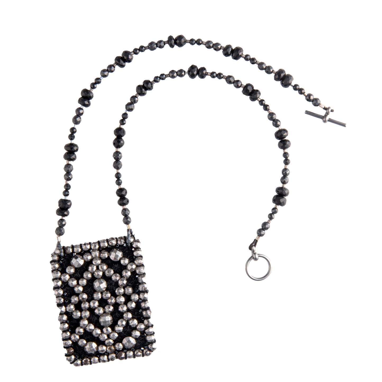 Antique Cut-Steel Buckle Necklace With Black Spinels