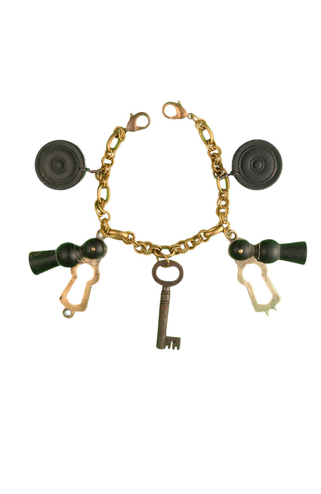 Bag Charm With Draughts, Key and Door Escutcheons | Hopetown & Hunter