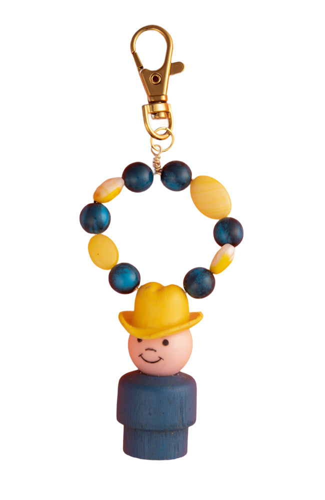 Blue and Yellow Vintage Fisher Price Figure Bag Charm | Hopetown & Hunter
