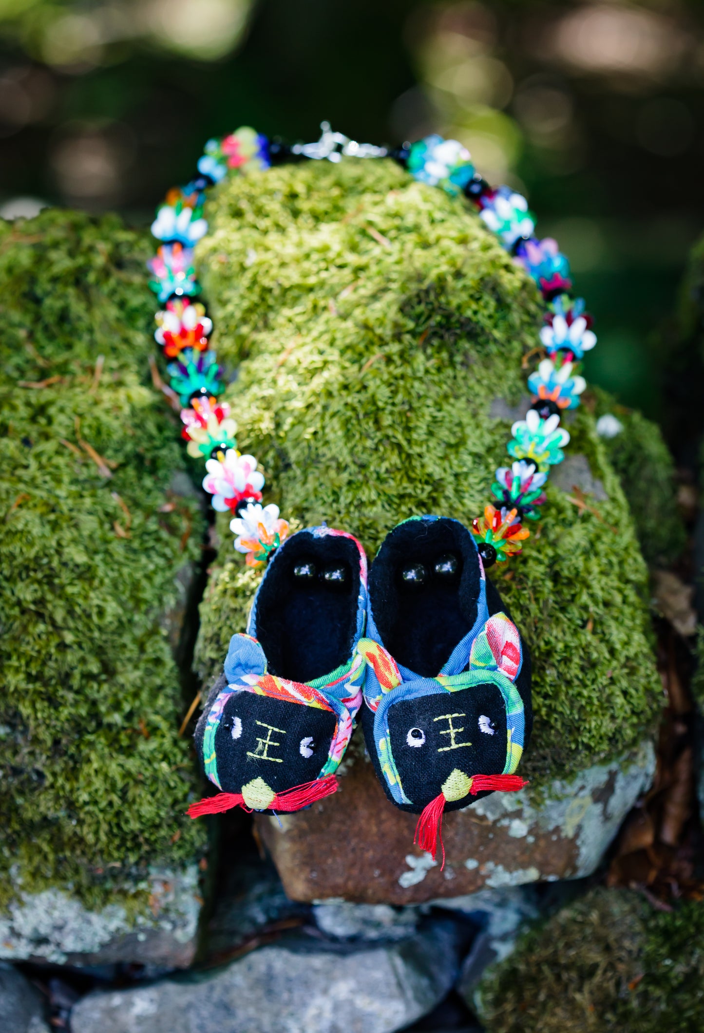 Chinese Shoes on Mulitcoloured Necklace