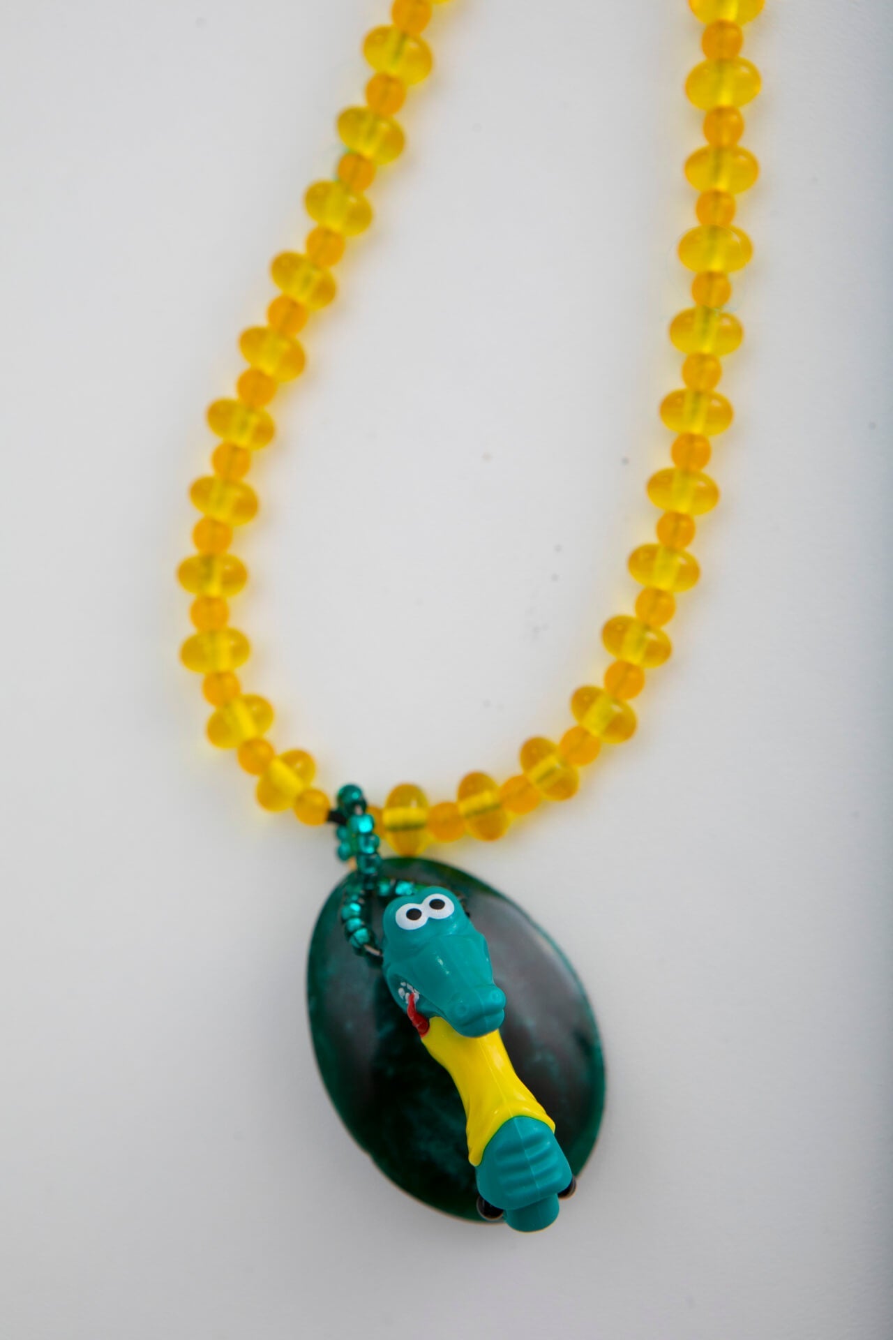 Plastic Blue and Yellow Crocodile Toy Assemblage Necklace | Hopetown & Hunter
