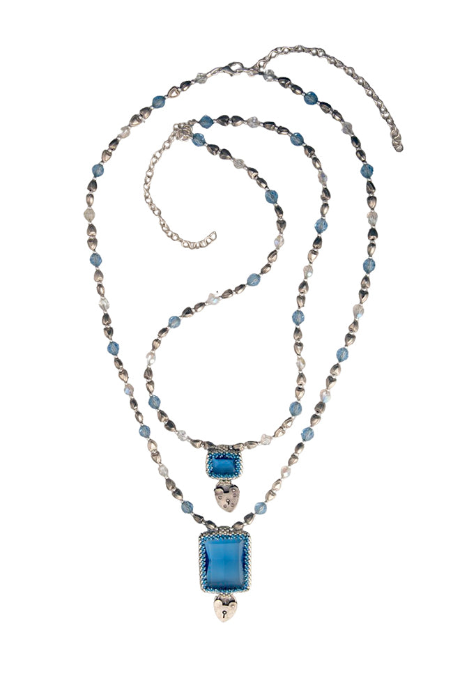 Handmade Blue Vintage Belt Buckle Necklace