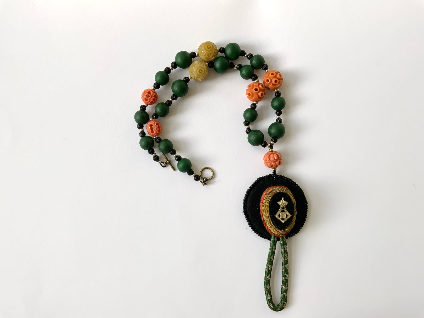 Epaulette Necklace with Vintage Beads