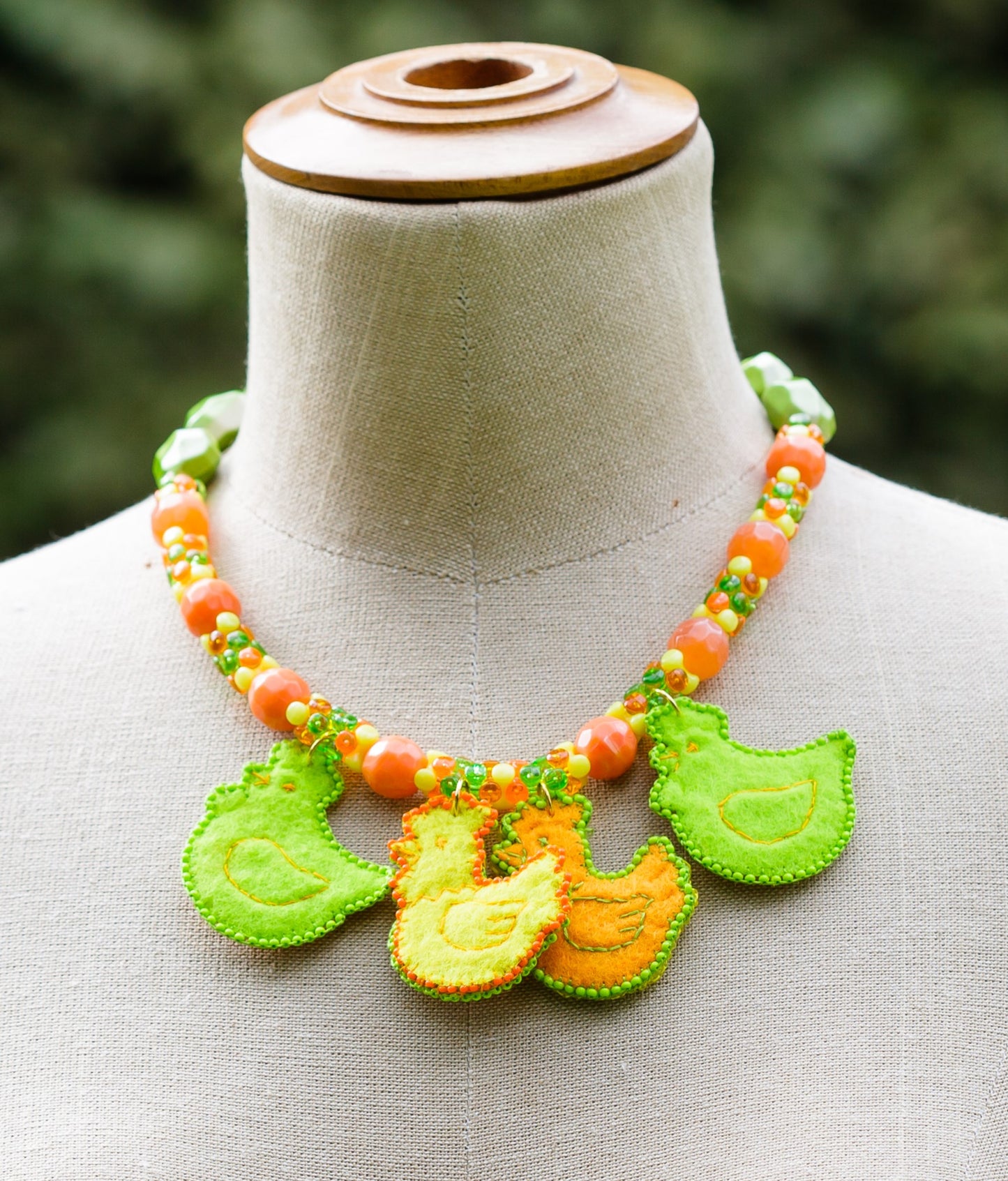 Handmade Felt Chicken Necklace