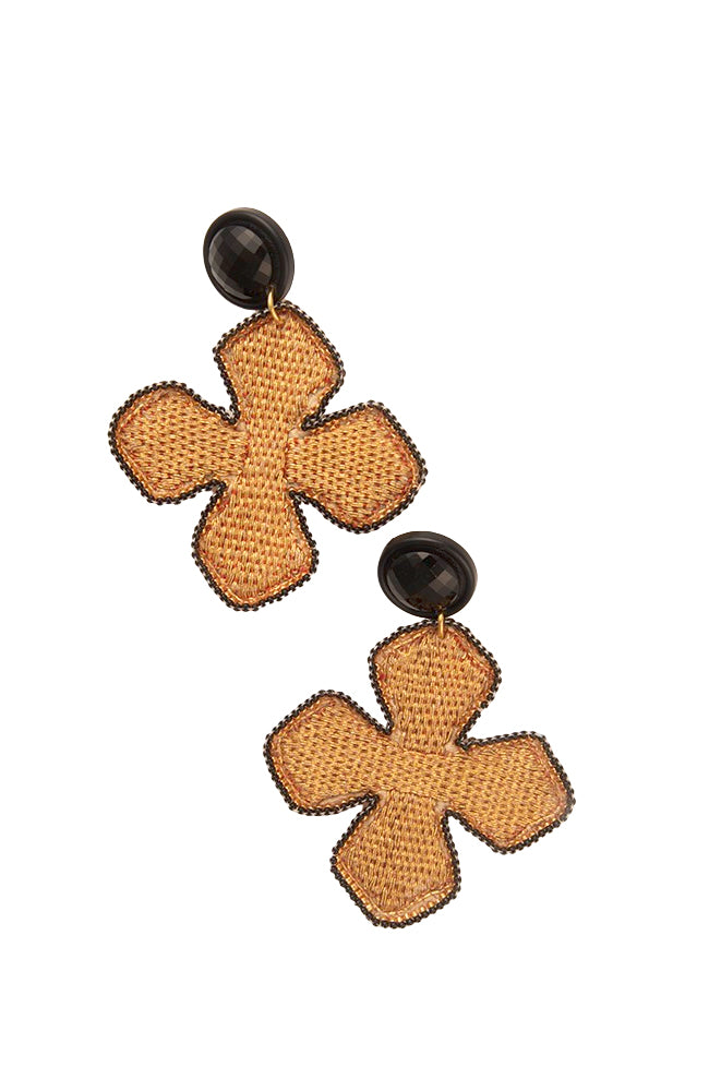 Large Vintage Textile Cross Earrings | Hopetown & Hunter