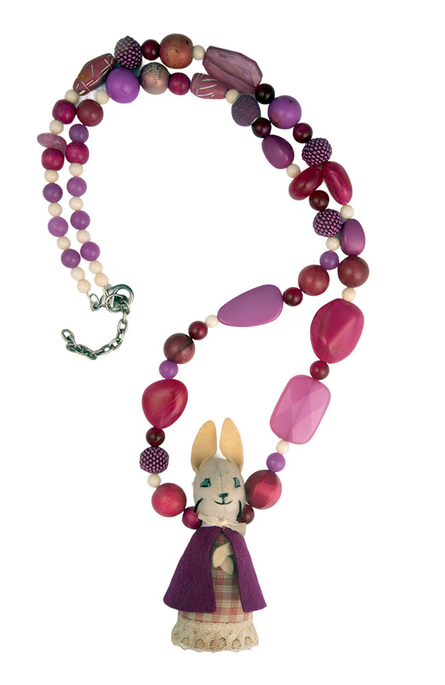 Long Vintage Handmade Pink Rabbit Necklace | Hopetown & Hunter