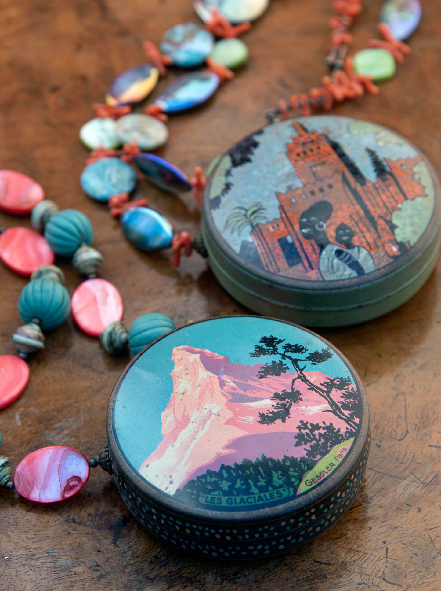 Handmade Long French Vintage Bon Bon Tin Necklace | Hopetown & Hunter