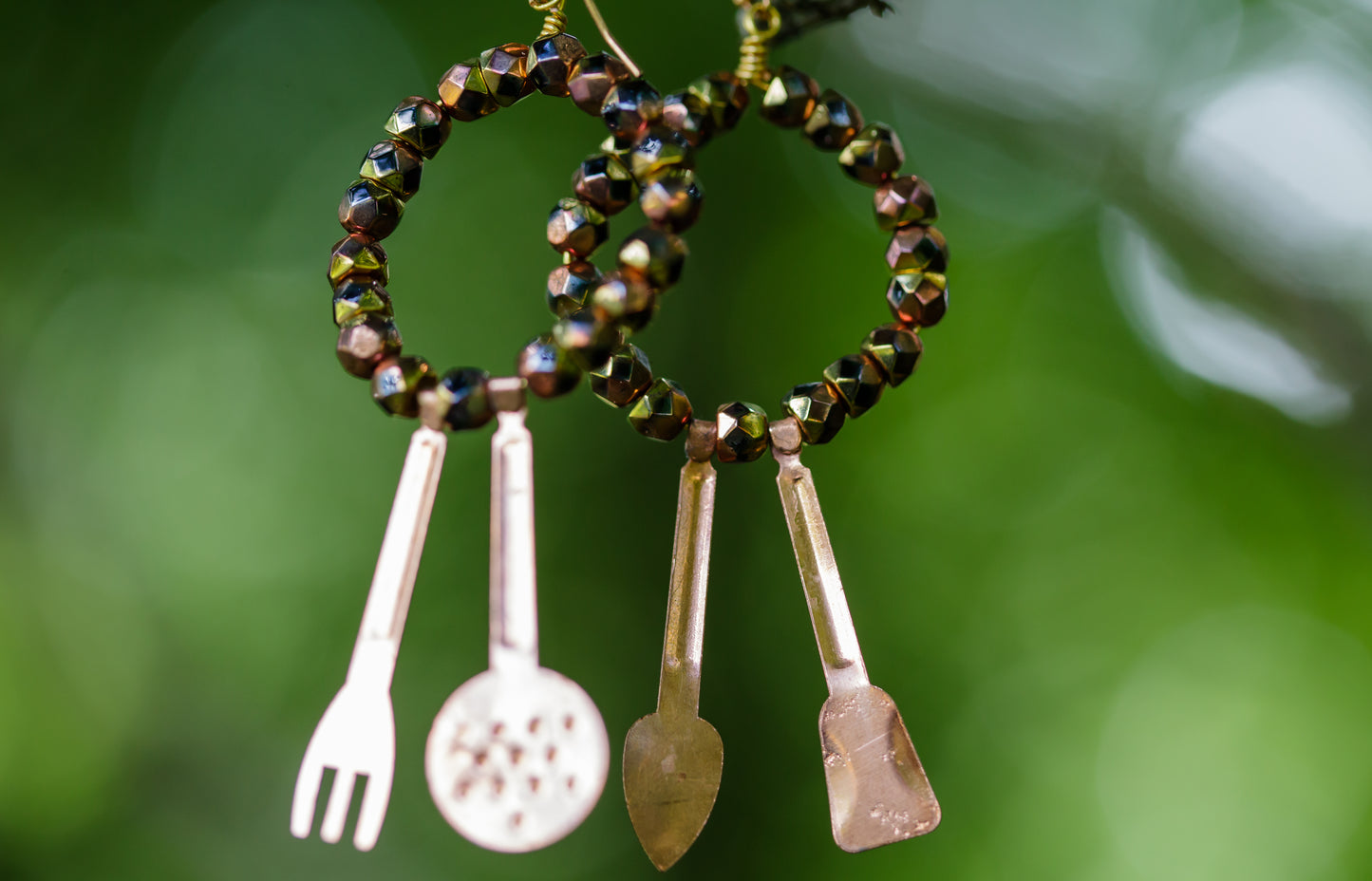 Miniature Copper Cooking Utensil Earrings