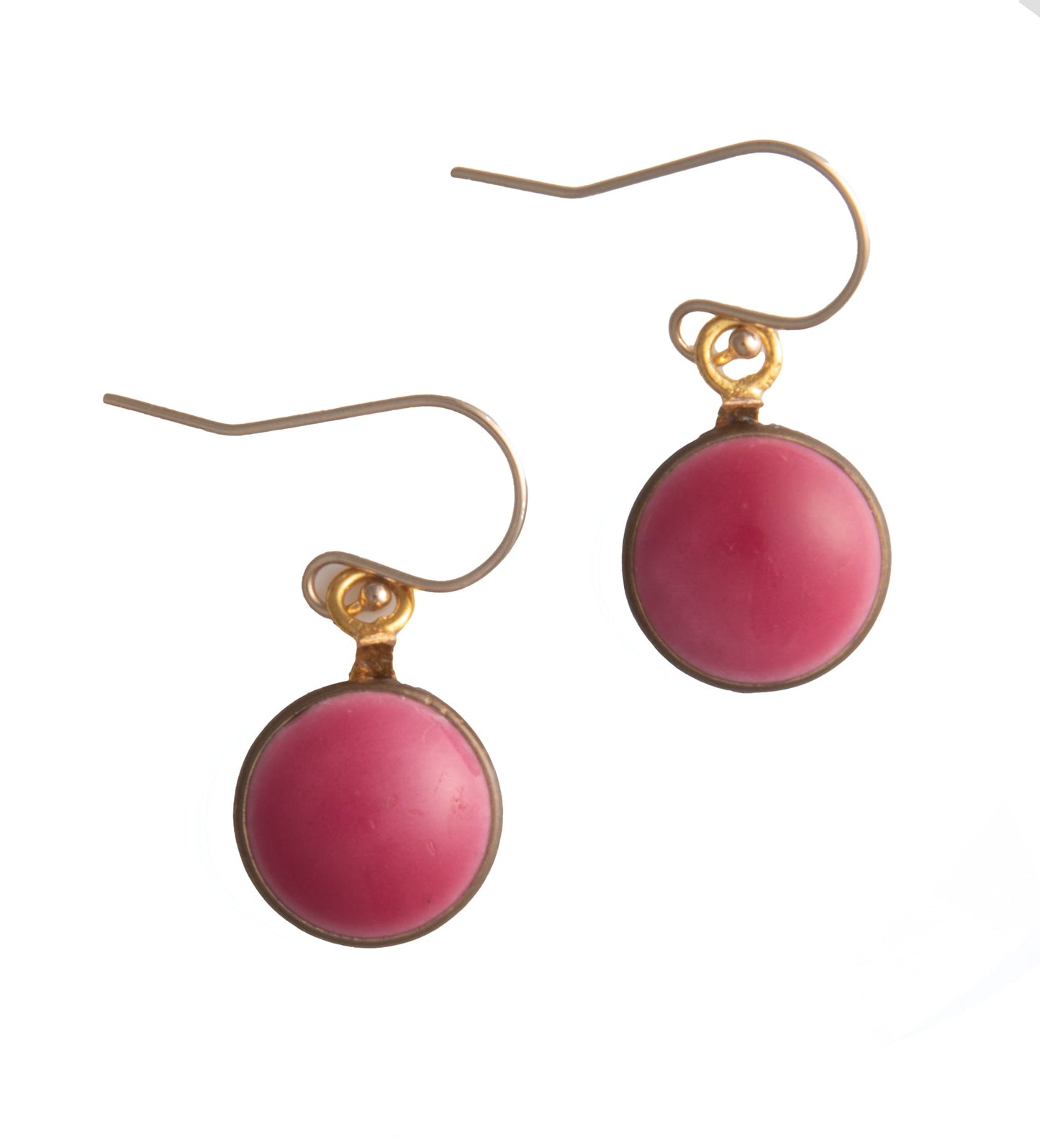Pink Antique Enamel Button Earrings | Hopetown & Hunter