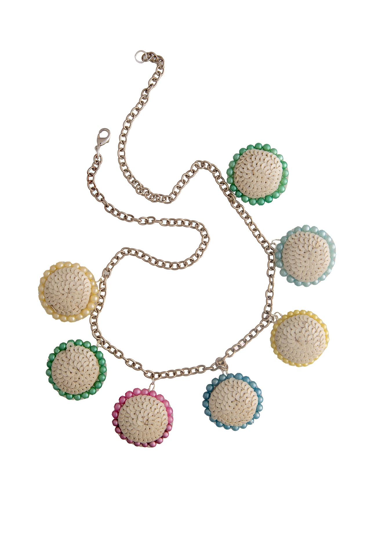 Seven Vintage Sequinned Buttons Necklace | Hopetown & Hunter