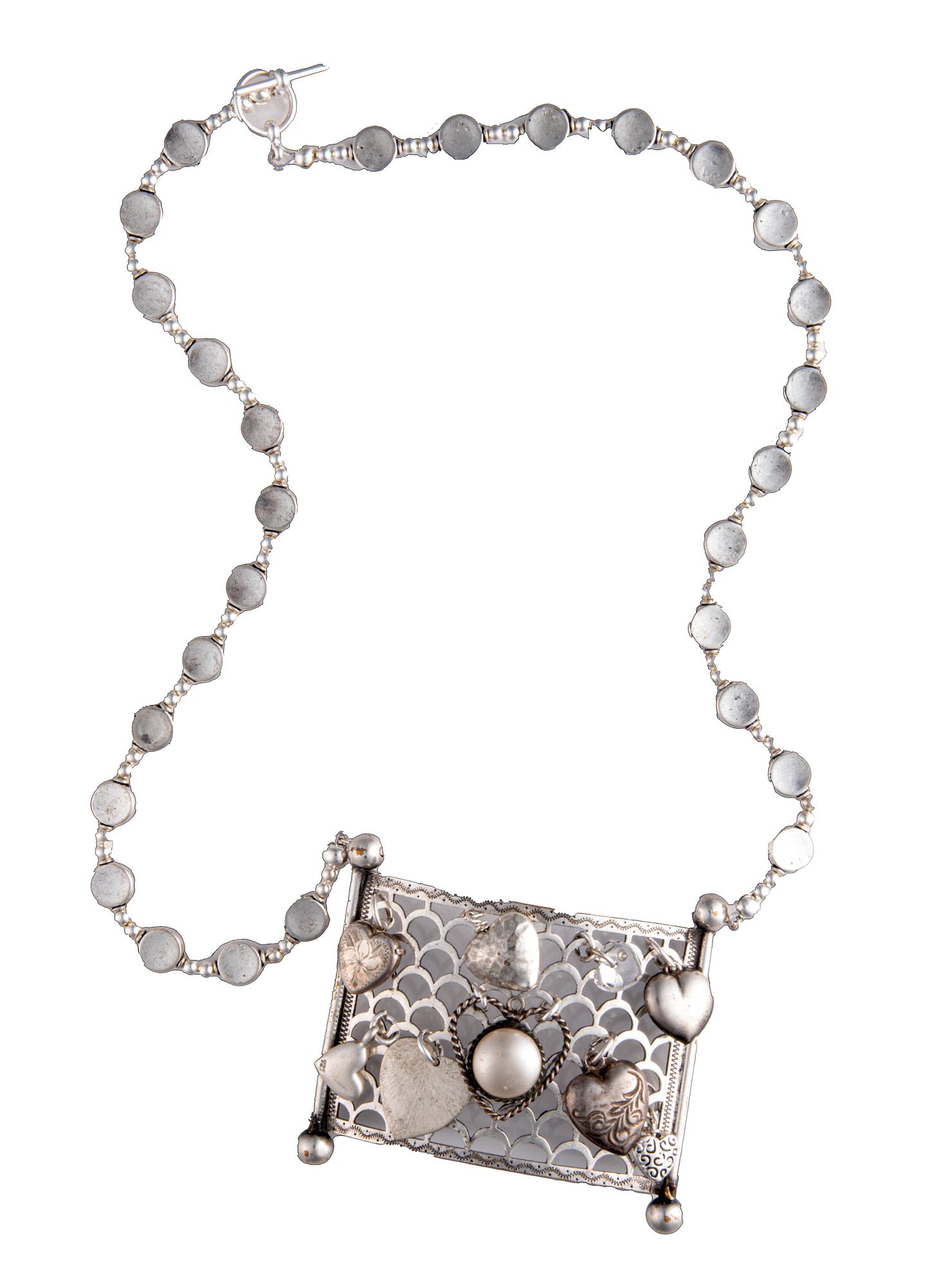 Silver Hearts on Old Buckle Necklace | Hopetown & Hunter