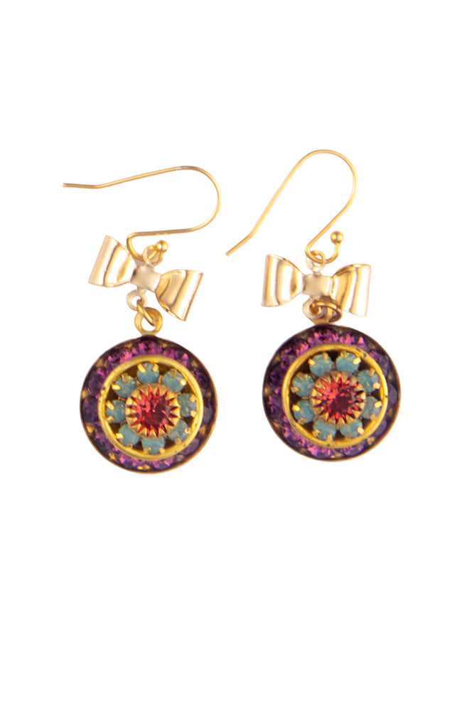 Small Vintage Bow Earrings With Sparkly Round Drop | Hopetown & Hunter