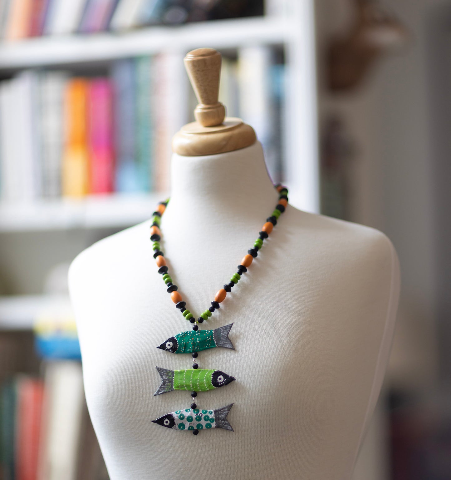 Three Green Fish Necklace