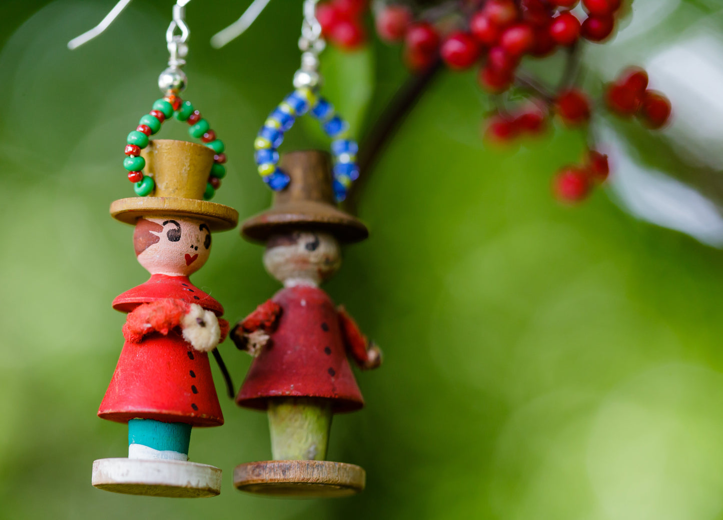 Tiny Red Vintage Folk Art Figure Earrings | Hopetown & Hunter