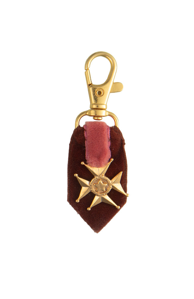 Vintage Medal Bag Charm On Salmon Pink Ribbon | Hopetown & Hunter