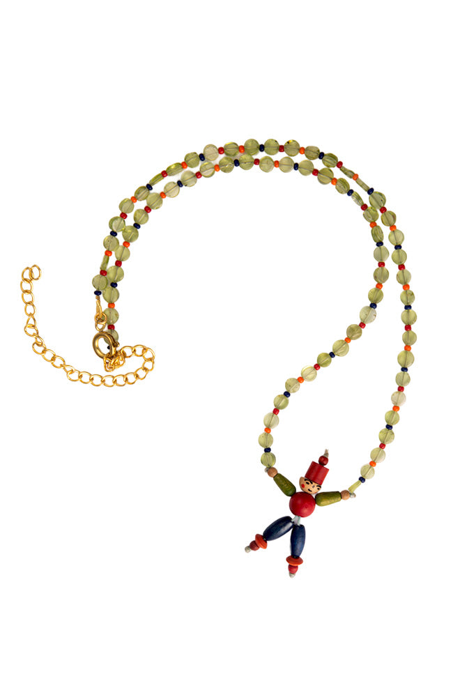 Vintage Miniature Bead Doll On Peridot Necklace | Hopetown & Hunter
