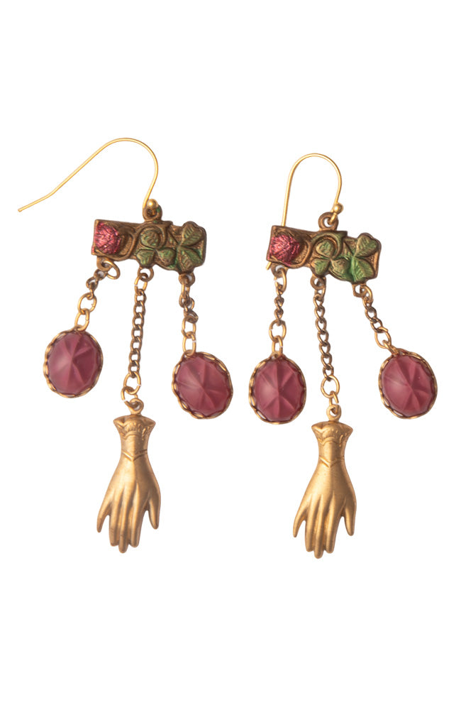 Vintage Pink Cabouchon And Hand Drop Earrings | Hopetown & Hunter