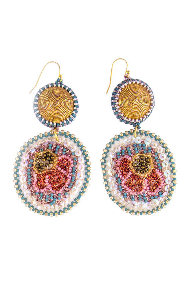 Vintage Textile Oval Drop Earrings | Hopetown & Hunter