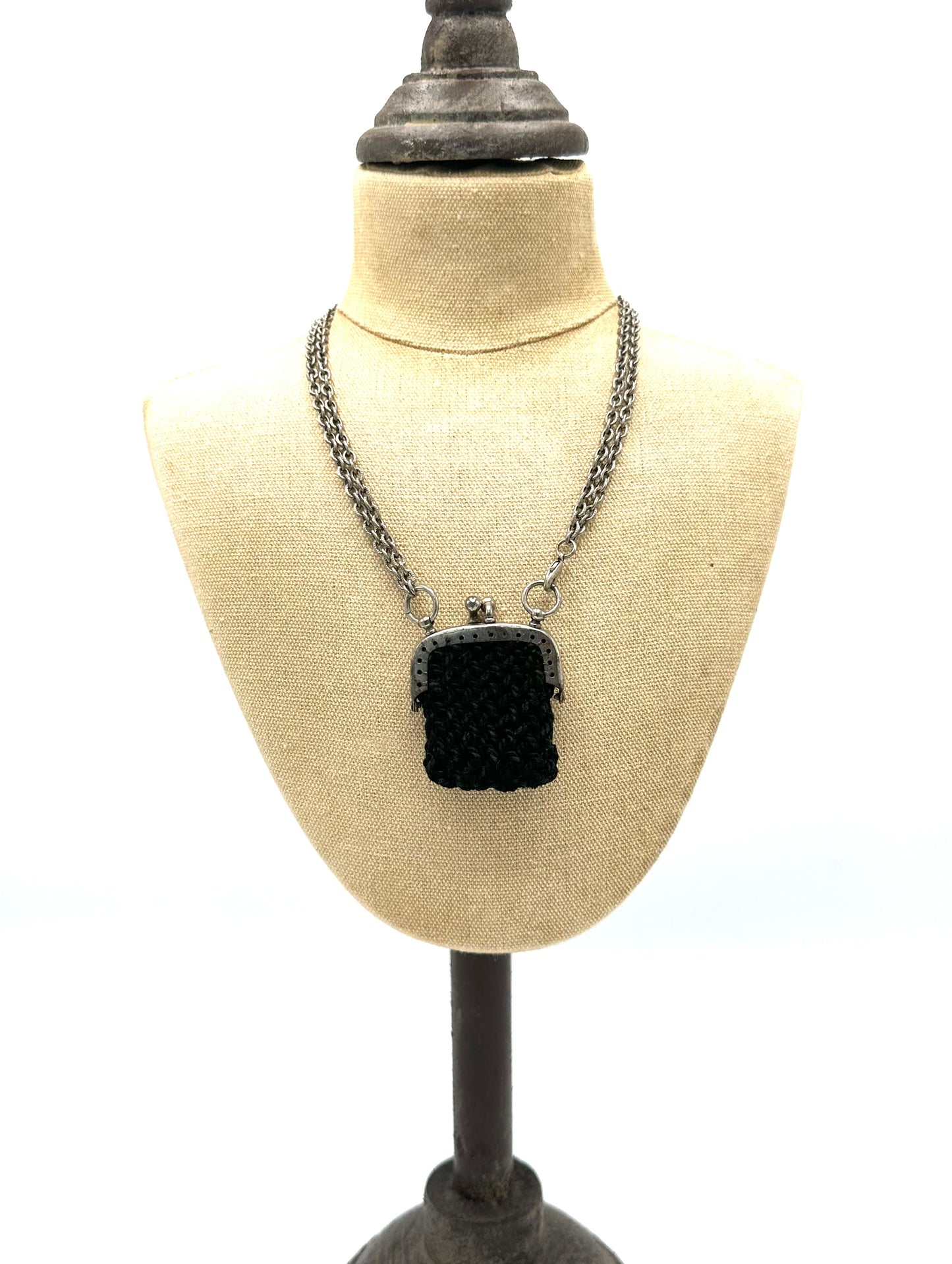 Vintage Black Crocheted Coin Purse Necklace | Hopetown & Hunter