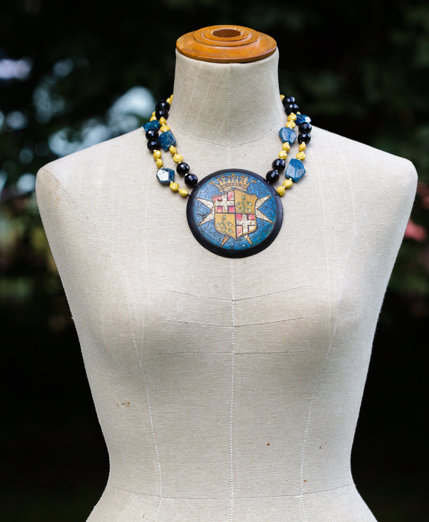Vintage Blue Tin Military Medallion Necklace | Hopetown & Hunter
