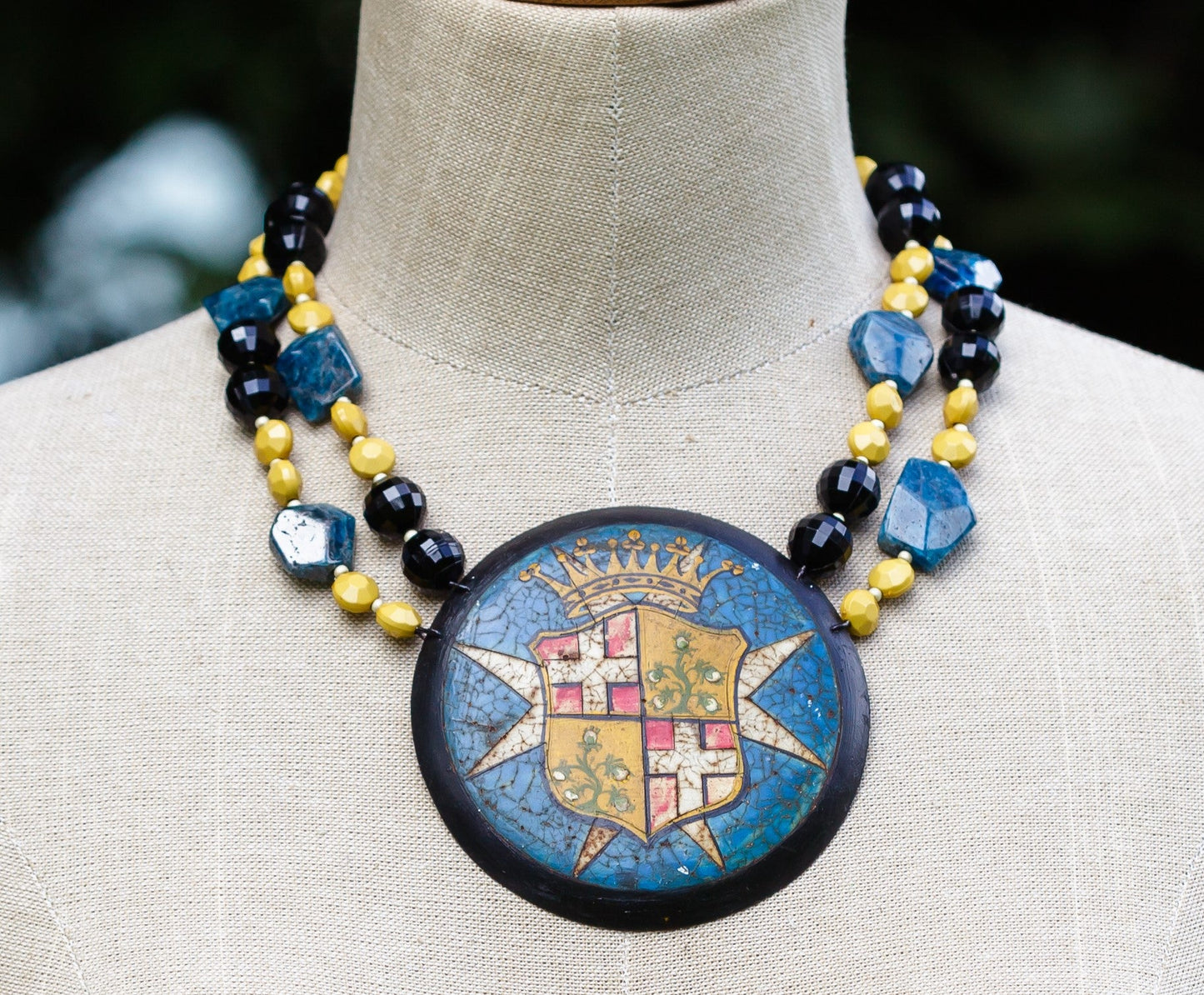 Vintage Blue Tin Military Medallion Necklace | Hopetown & Hunter