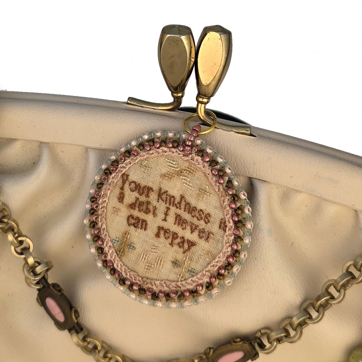 Vintage Cream Bag with Handmade Charms | Hopetown & Hunter