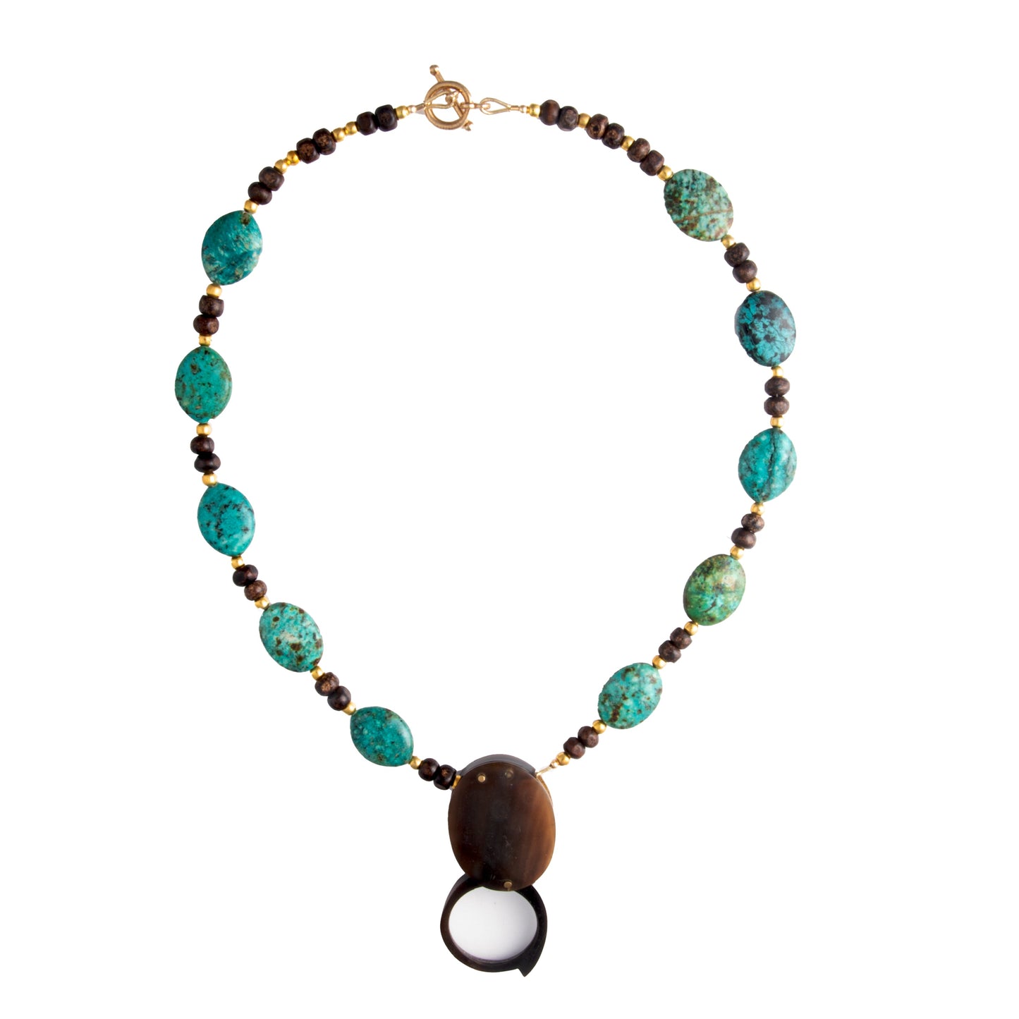 Vintage Plastic Magnifier on Turquoise Bead Necklace | Hopetown & Hunter