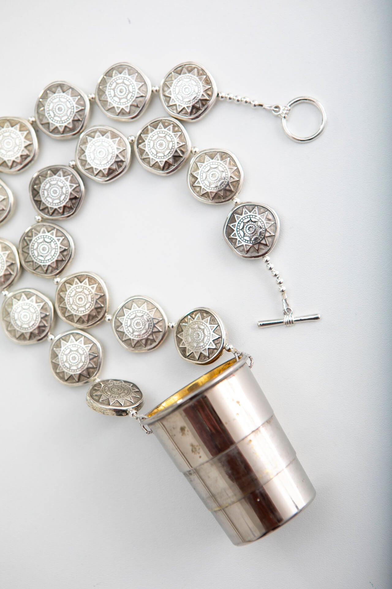 Vintage Silver Plated Collapsible Shot Cup on Silver Necklace | Hopetown & Hunter