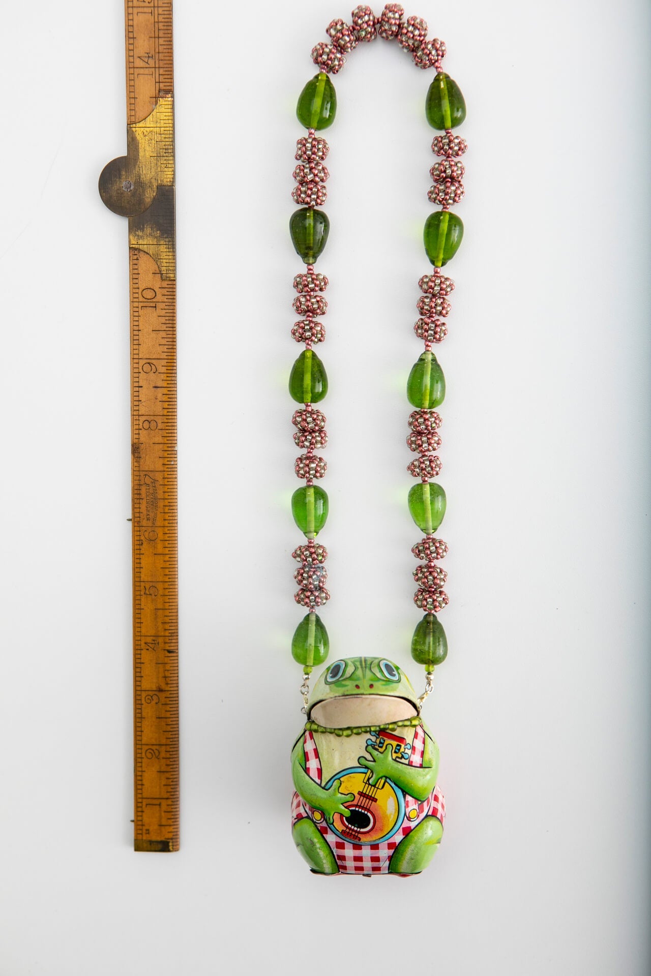 Vintage Tin Toy Frog with Detachable Handbeaded Necklace | Hopetown & Hunter