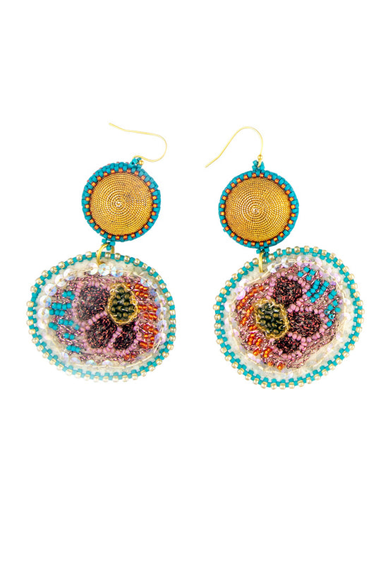 Antique Orange And Turquoise Textile Earrings | Hopetown & Hunter