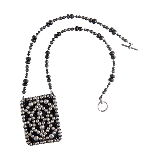 Antique Cut-Steel Buckle Necklace With Black Spinels