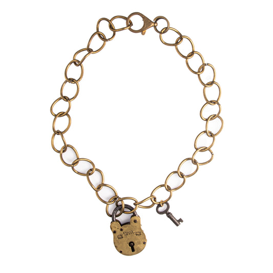 Antique Lock on Chunky Brass Chain Necklace | Hopetown & Hunter