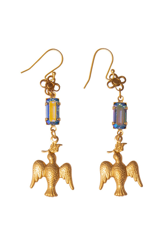 Blue Drop Earrings With Bird Charm | Hopetown & Hunter