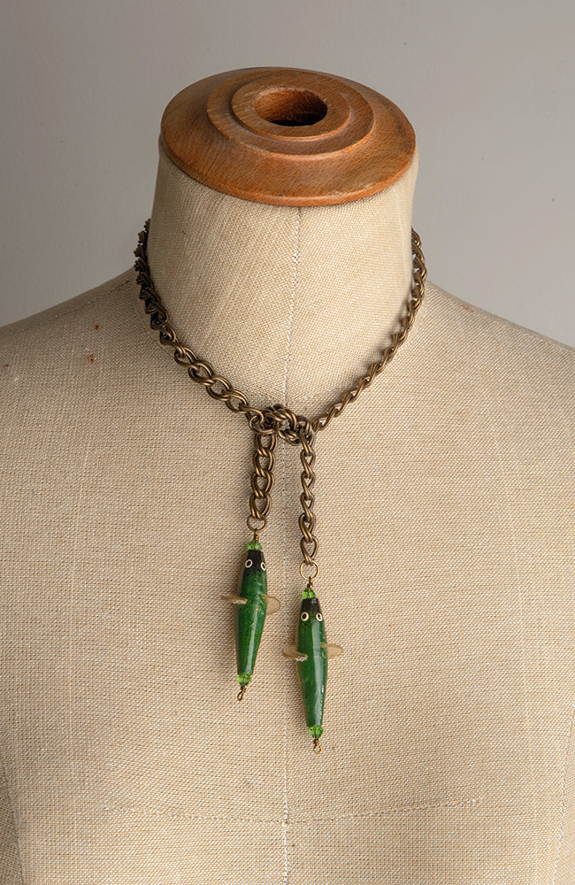Brass Chain And Fishing Lure Lariat Necklace | Hopetown & Hunter