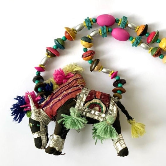 Colourful Donkey and Wood Bead Necklace