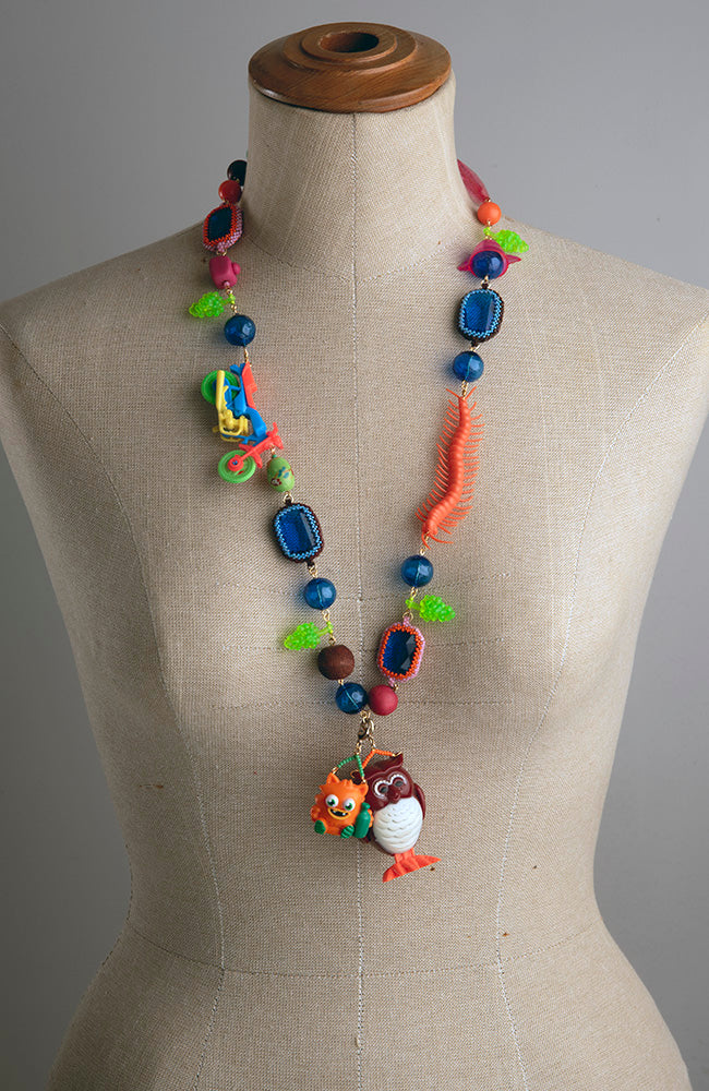 Colourful Long Necklace With Owl Pendant | Hopetown & Hunter