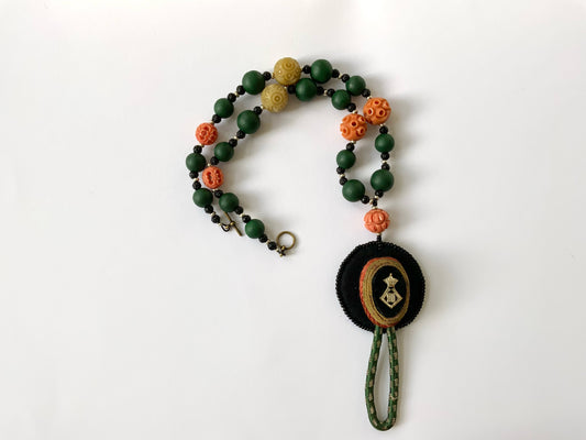 Epaulette Necklace with Vintage Beads