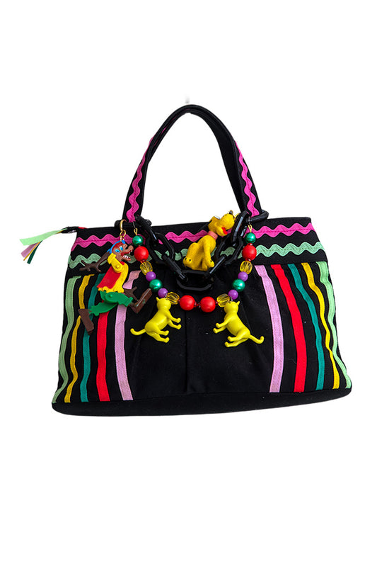 Fun Stripey Bag With Vintage Charms | Hopetown & Hunter