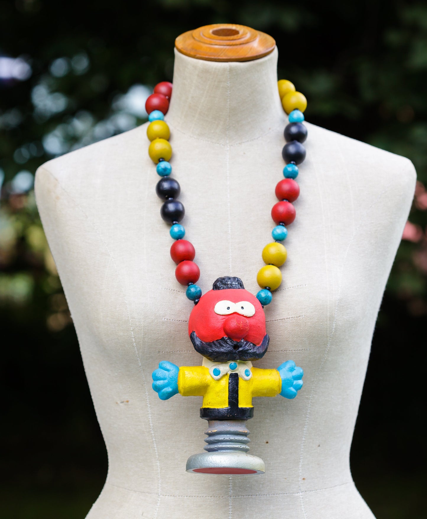 Giant Vintage Zebedee on Yellow, Red and Black Necklace | Hopetown & Hunter