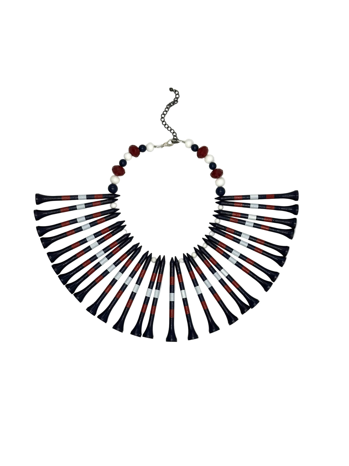 Golf Tee Collar Necklace With White Red And Blue Beads | Hopetown & Hunter