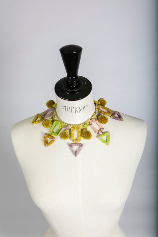 Handbeaded Necklace of Geometric Shapes