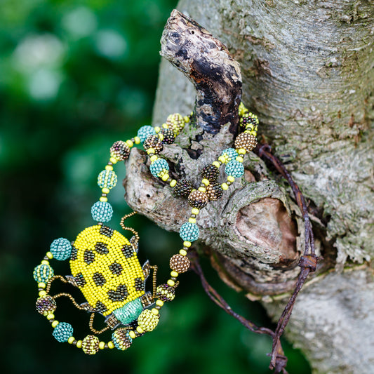 Handmade Beaded Bug Necklace