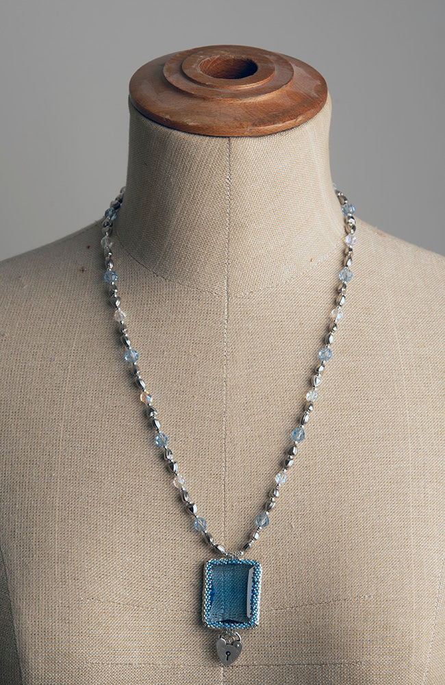 Handmade Blue Vintage Belt Buckle Necklace | Hopetown & Hunter
