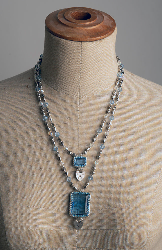 Handmade Blue Vintage Belt Buckle Necklace | Hopetown & Hunter