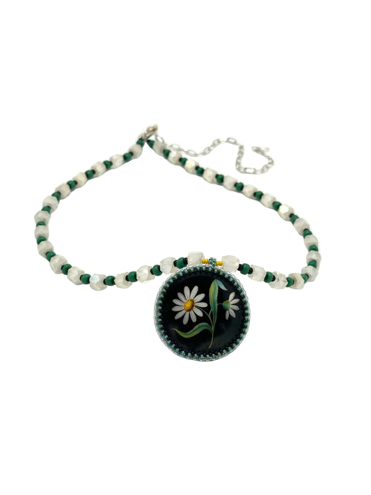 Handpainted Flower Pendant Necklace | Hopetown & Hunter