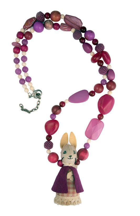 Long Vintage Handmade Pink Rabbit Necklace | Hopetown & Hunter