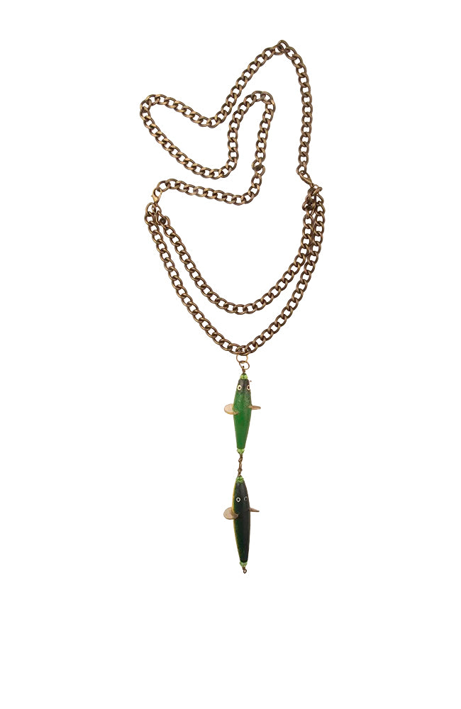 Long Brass Chain With Two Fish Pendant | Hopetown & Hunter