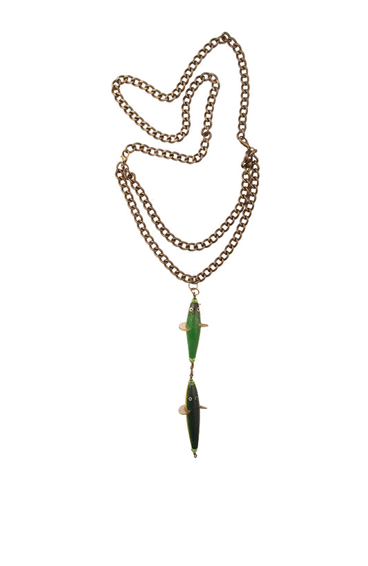Long Brass Chain With Two Fish Pendant | Hopetown & Hunter