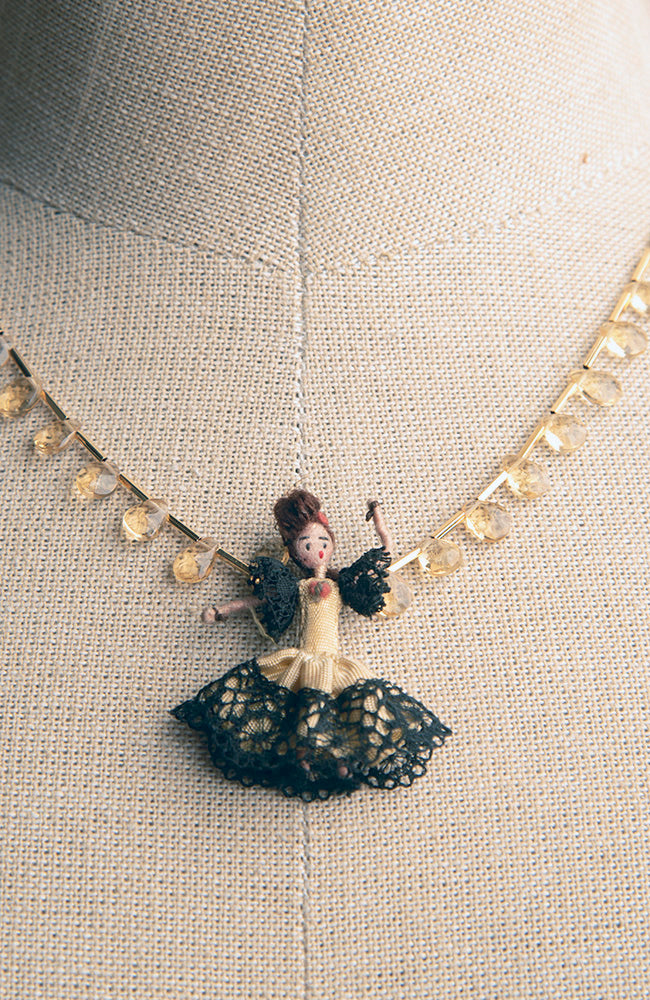 Miniature Spanish Dancer Doll on Citrine Necklace | Hopetown & Hunter
