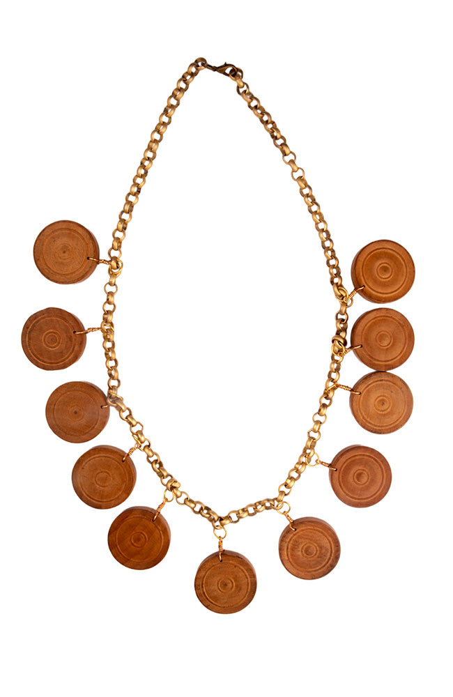 Natural Wood Vintage Draughts Necklace | Hopetown & Hunter